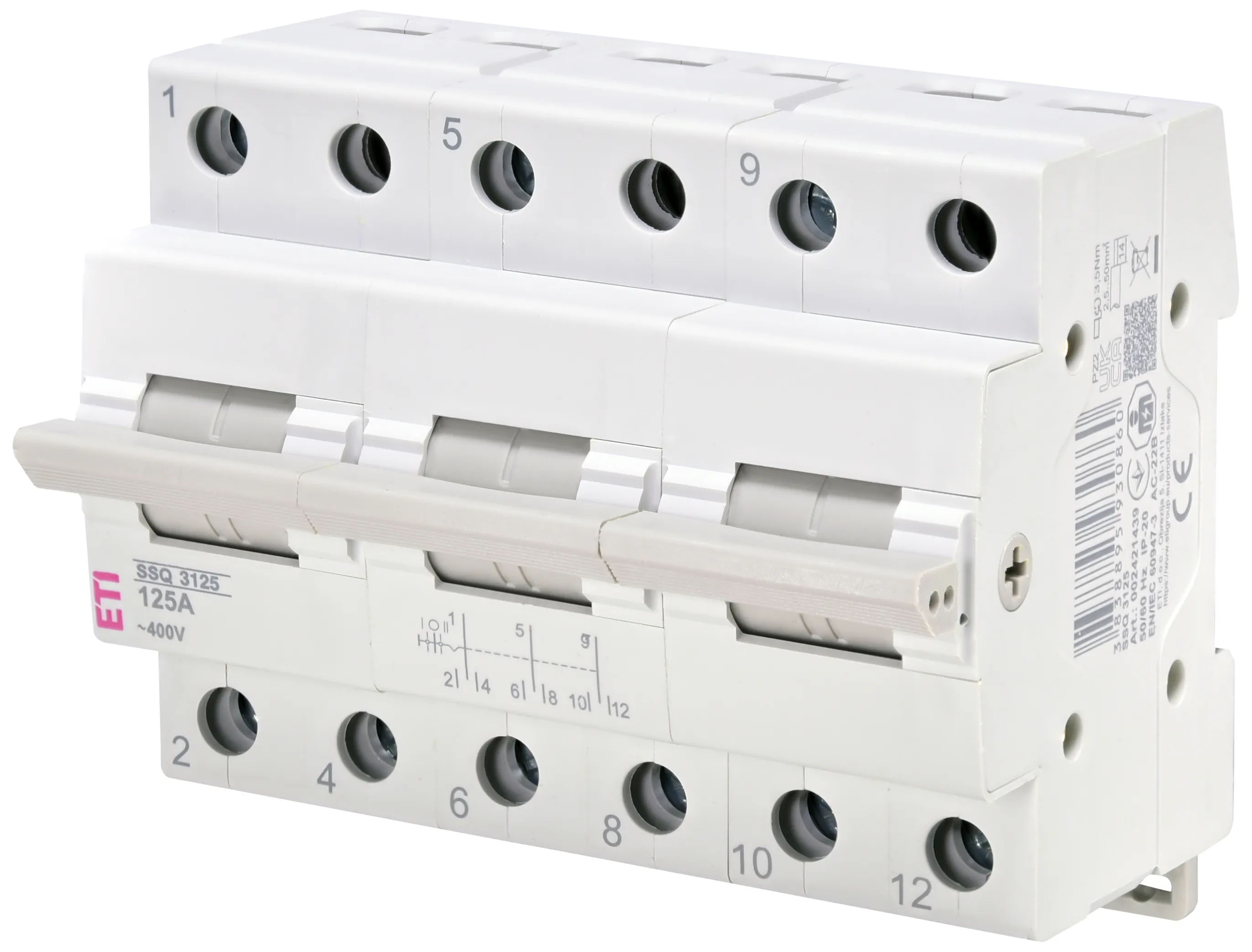 Переключатель нагрузки ETI SSQ 3125, 3P, 125А, 400 В AC, 1-0-2