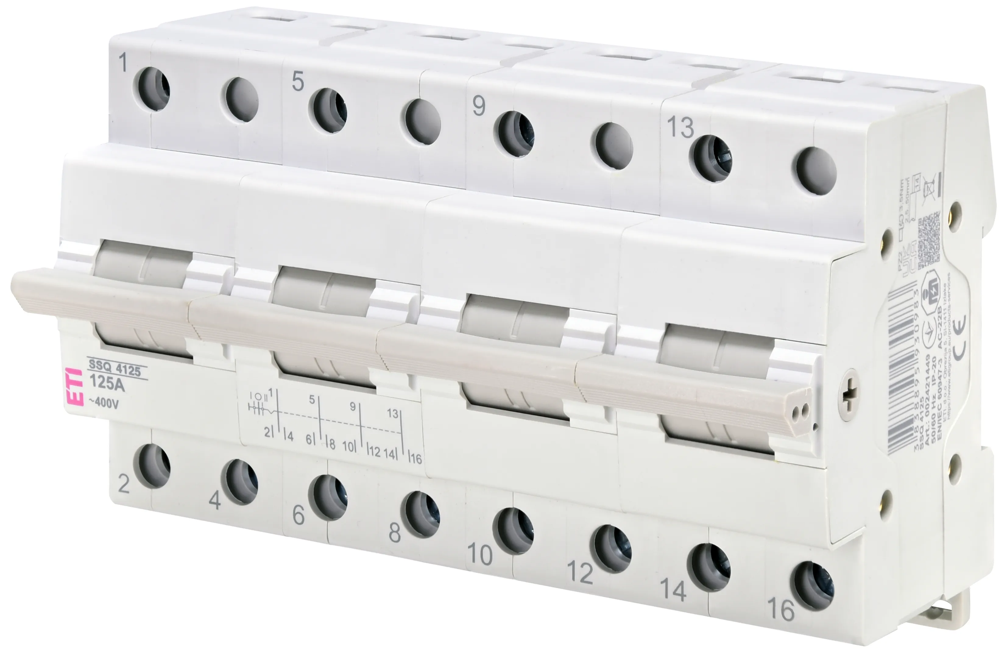 Переключатель нагрузки ETI SSQ 4125, 4P, 125А, 400 В AC, 1-0-2