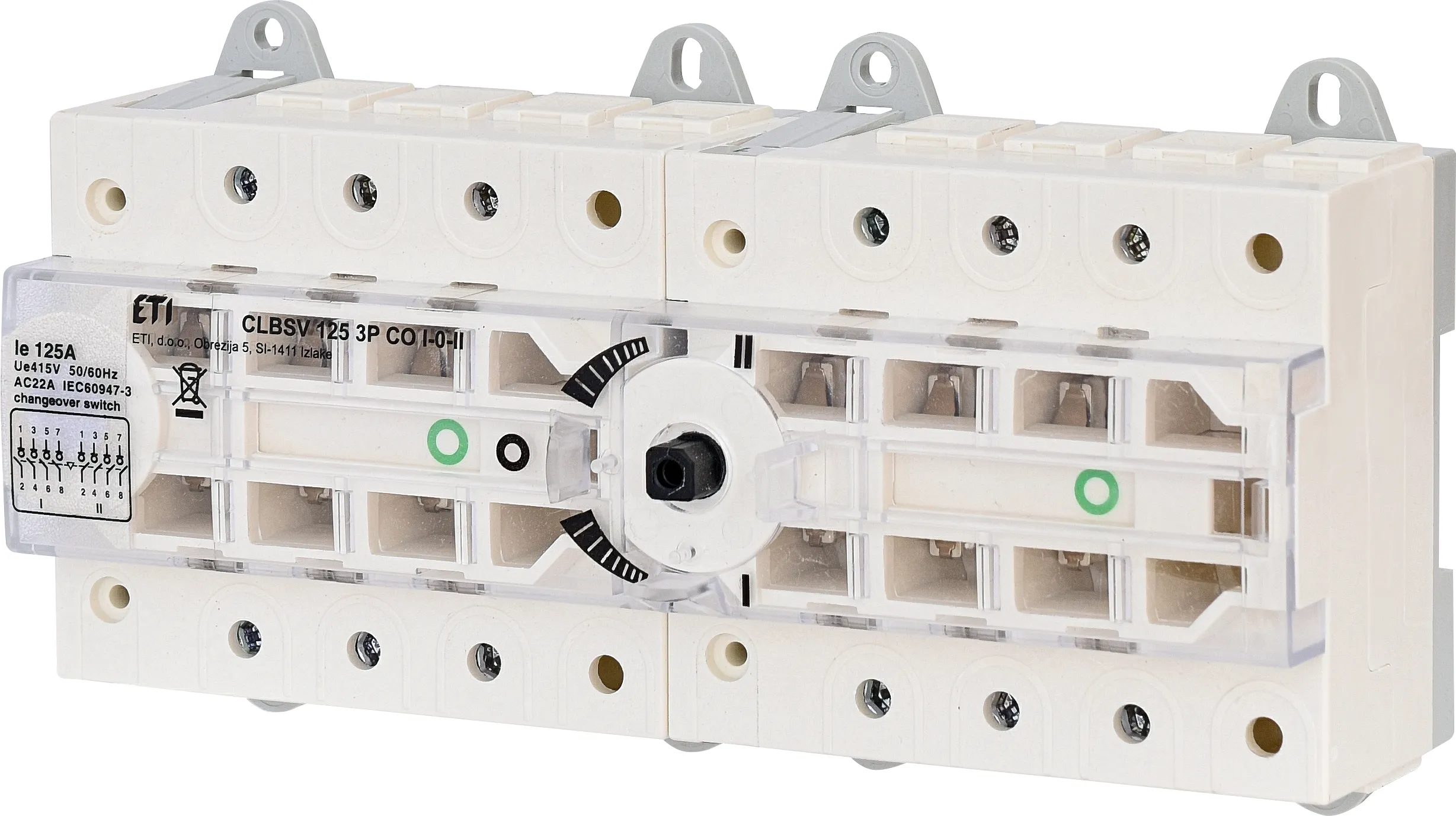 ETI Перемикач навантаження ETI CLBSV 125 3P CO I-0-II, 3P, 125А, 400 В AC, 1-0-2