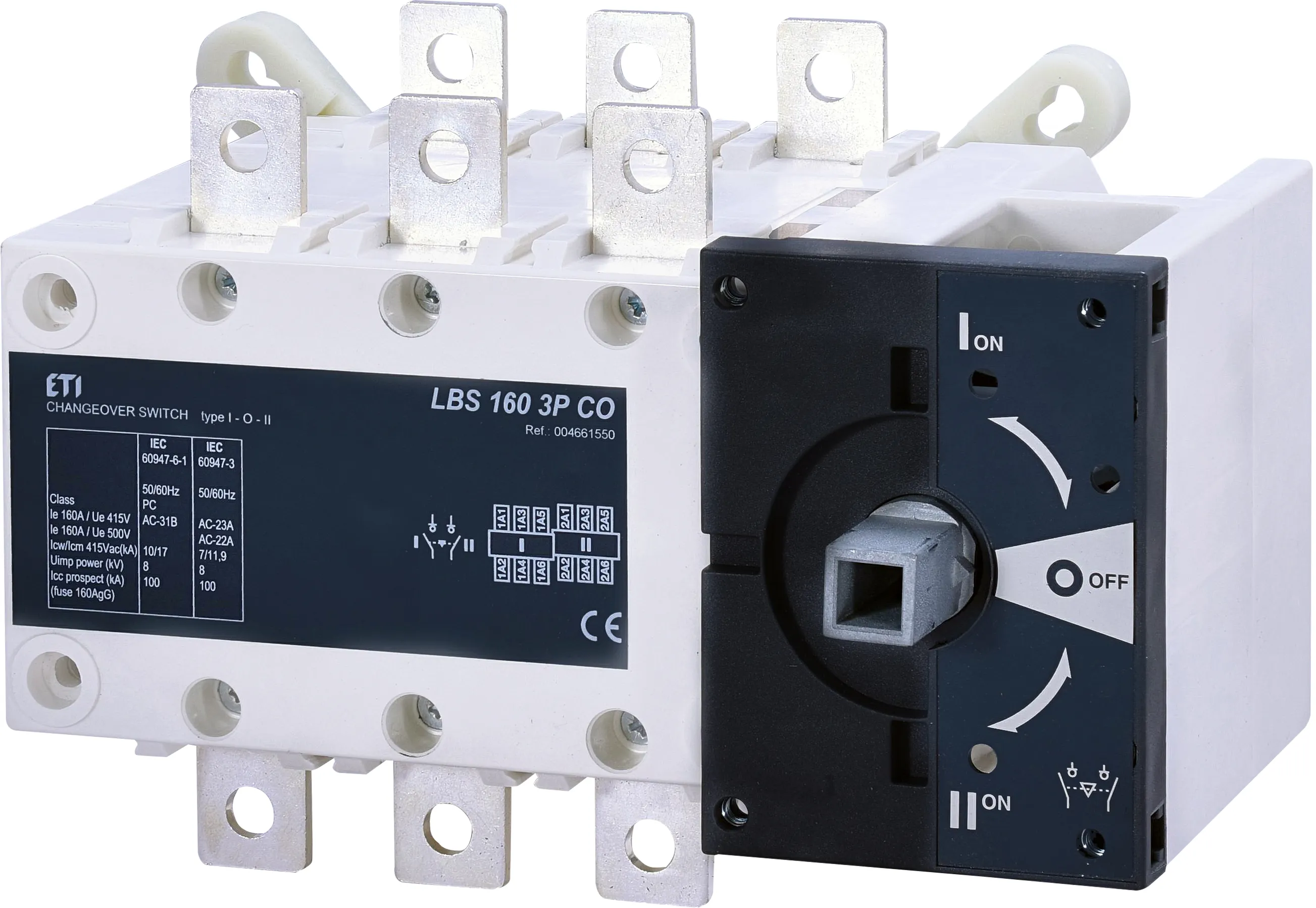 ETI Перемикач навантаження ETI LBS 160 3P CO, 3P, 160А, 1000 В AC, 1-0-2