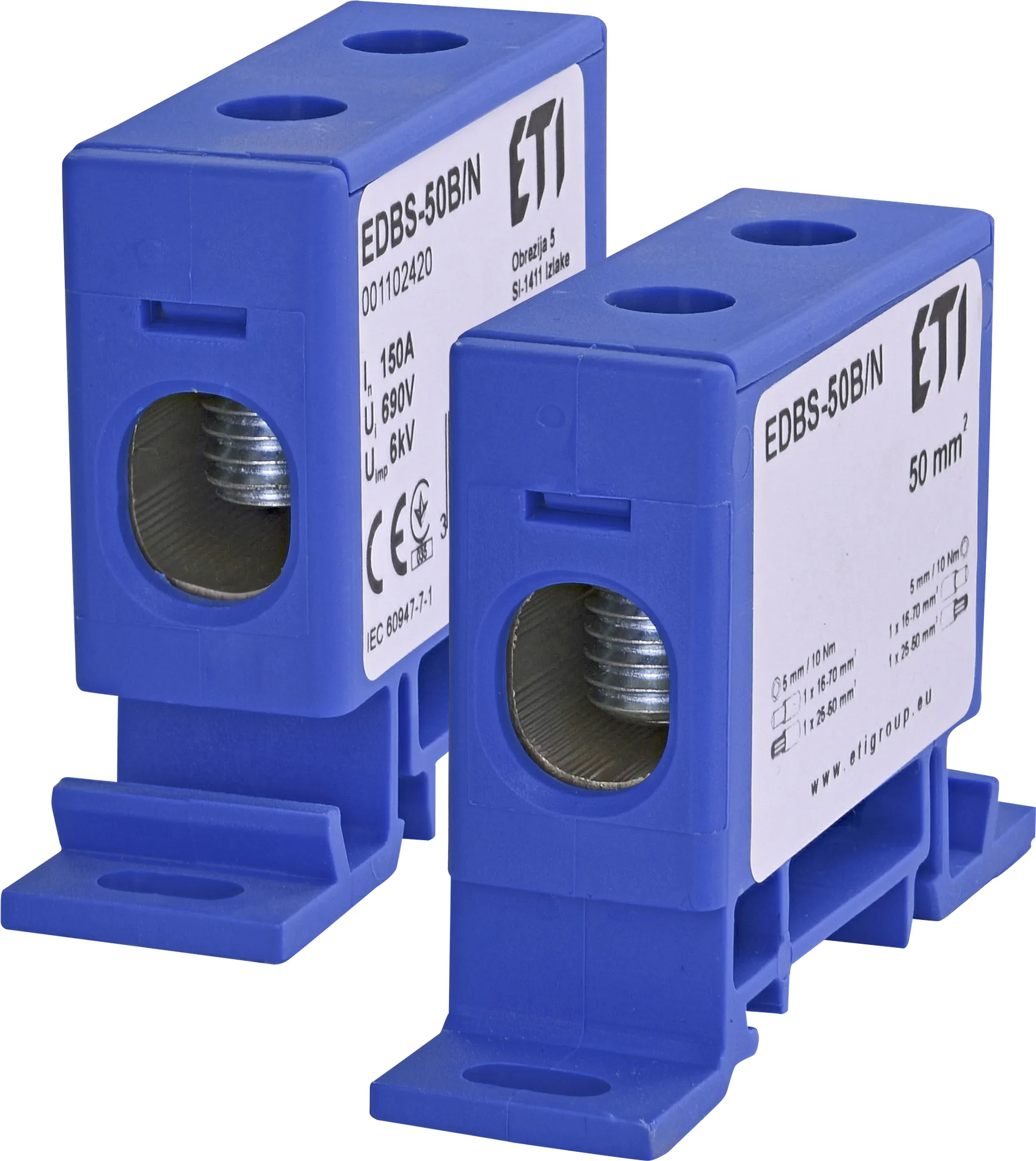 Вводная шинная клемма EDBS-50B/N (синяя (N)) ETI 1102420