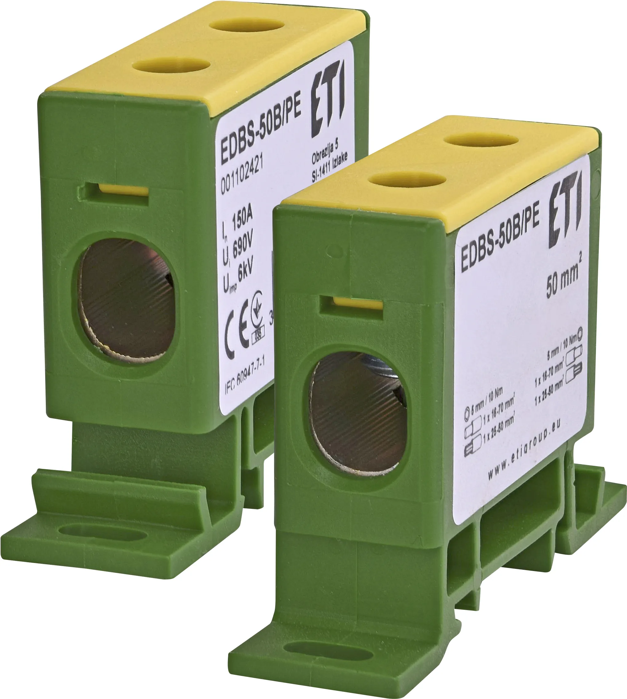Вводная шинная клемма EDBS-50B/PE (жёлто-зел. (PE)) ETI 1102421