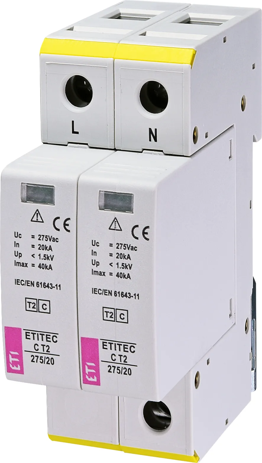 Обмежувач перенапруги ETI ETITEC C T2 275/20 (2+0) 2p