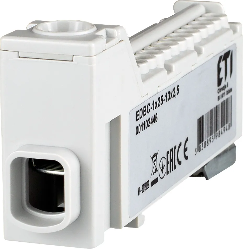 Блок распределительный ETI EDBC-1x25-13x2,5, 63А, 1000В (серый (стандарт))