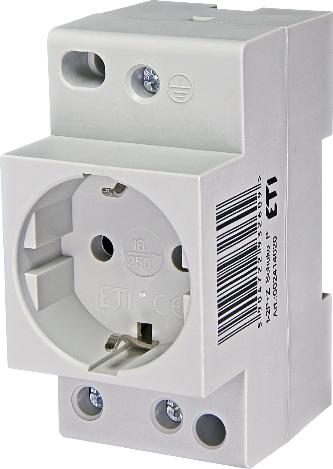 Розетка ETI t-2P+Z Schuko на DIN-рейку (16А, 230В, IP20)