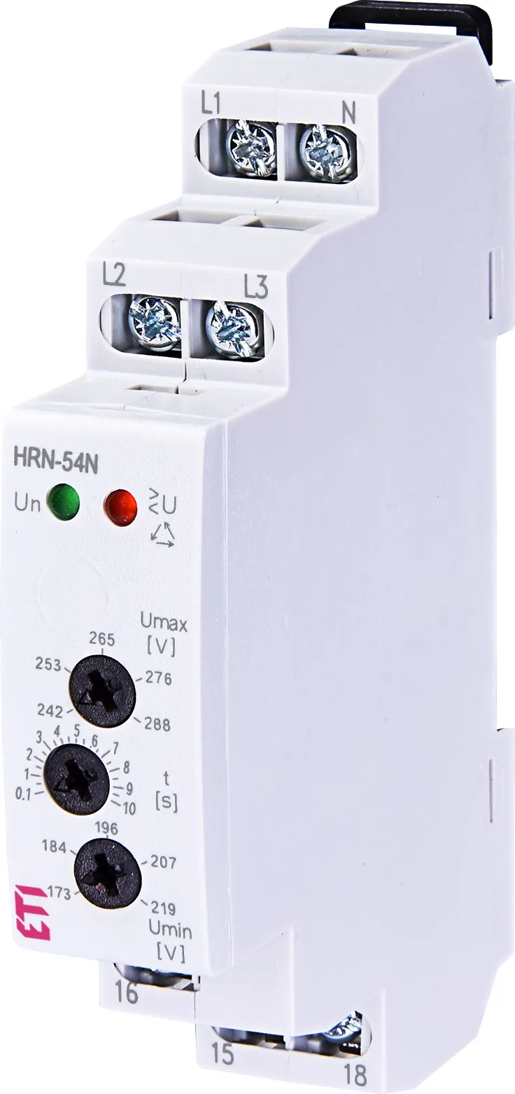 Реле контроля фаз ETI HRN-54N (3-фазное, 400В, с нейтралью, DIN-рейка)