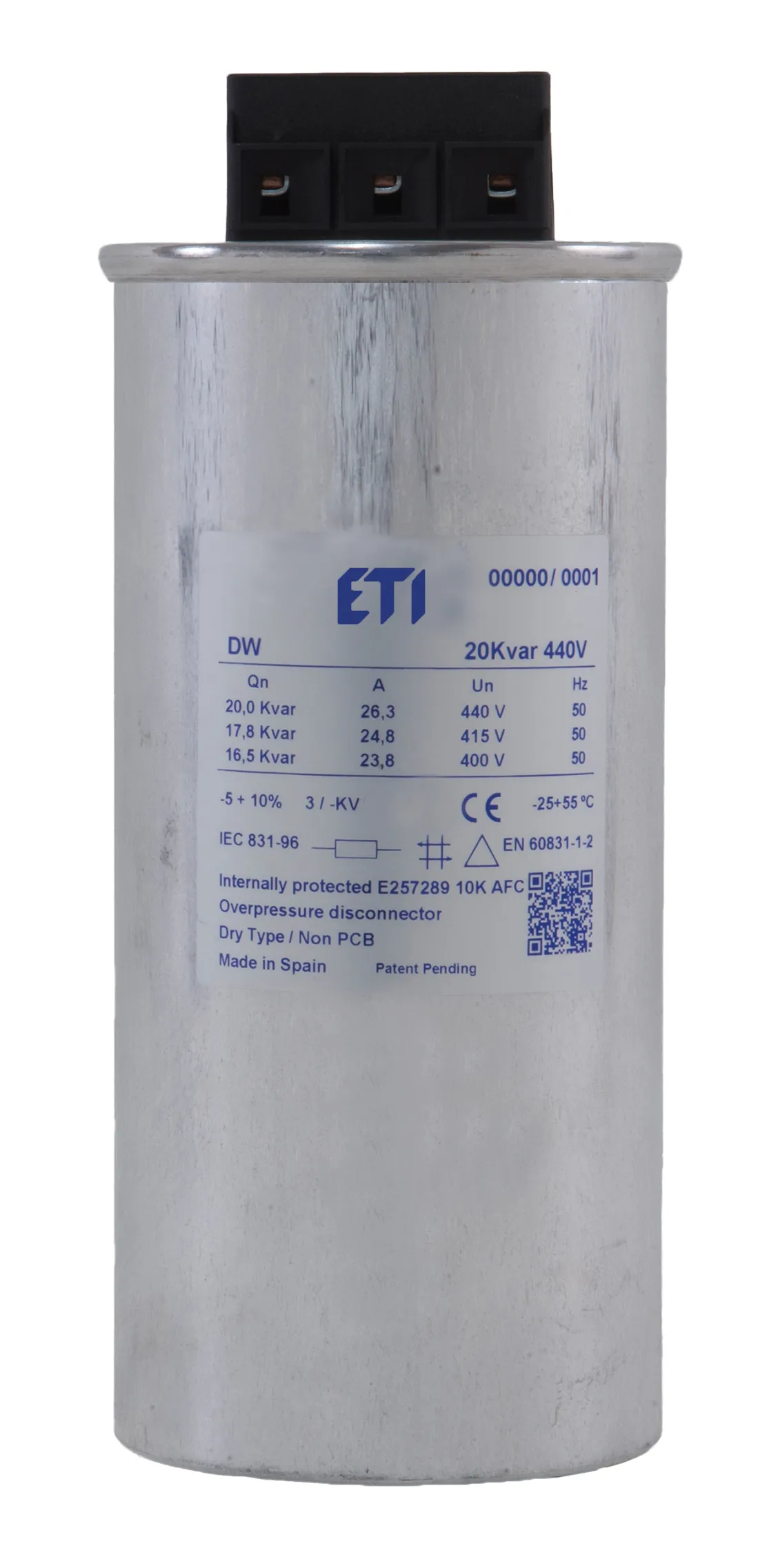 Конденсаторна батарея ETI LPC-DW 10kVAr (10 кВАр, 3-фазна, 400В (подвійне з'єднання))