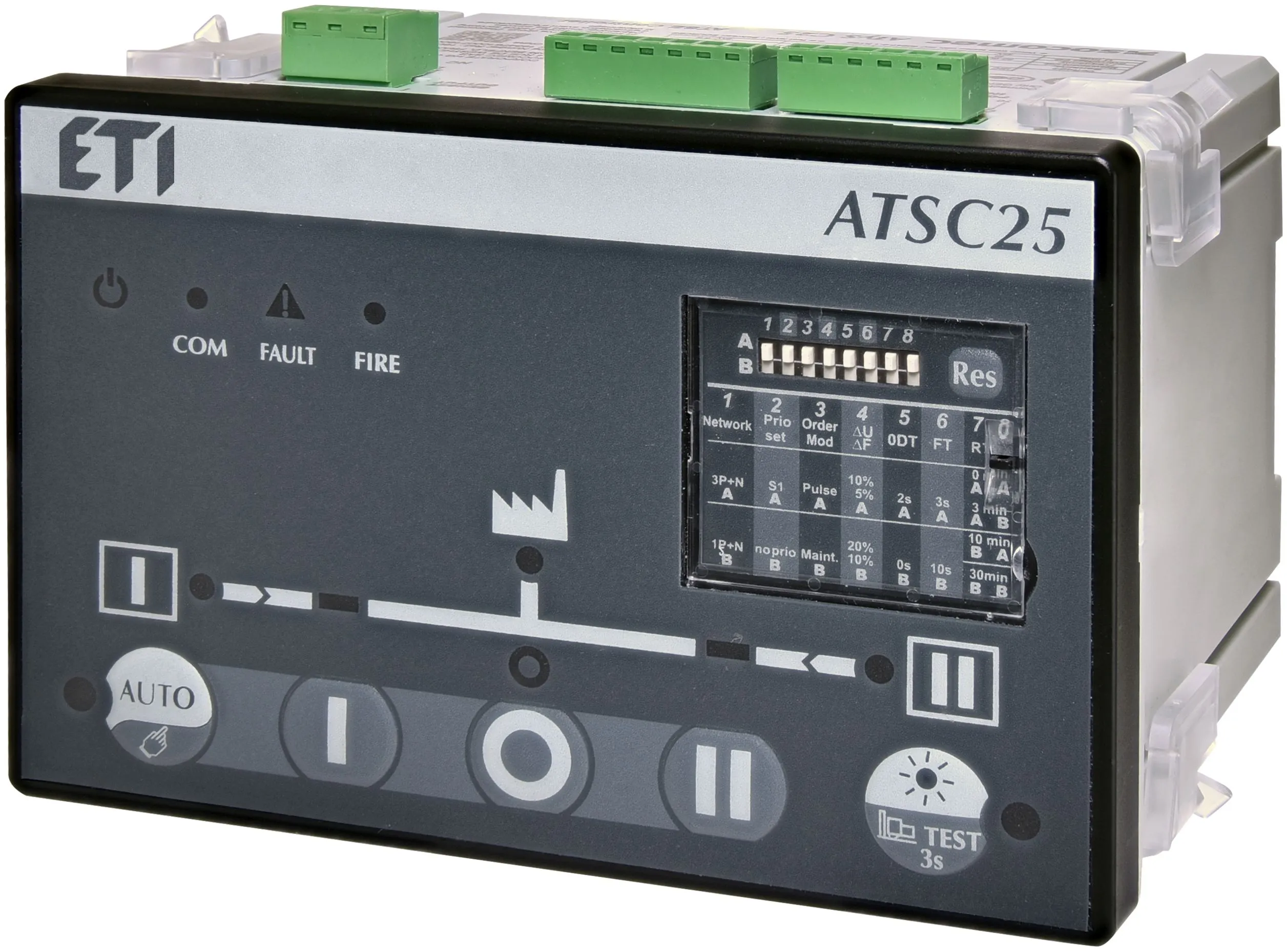 Контроллер АВР ETI ATSC25 (25А, 3-фазный, DIN-рейка, IP20)