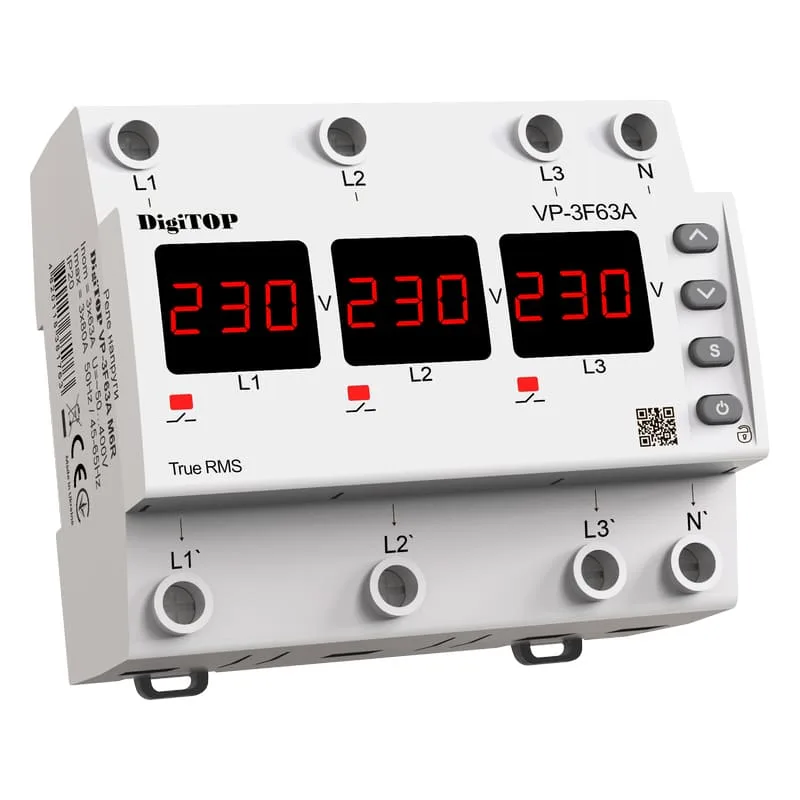 Трёхфазное реле напряжения DigiTOP VP-3F63A M6R