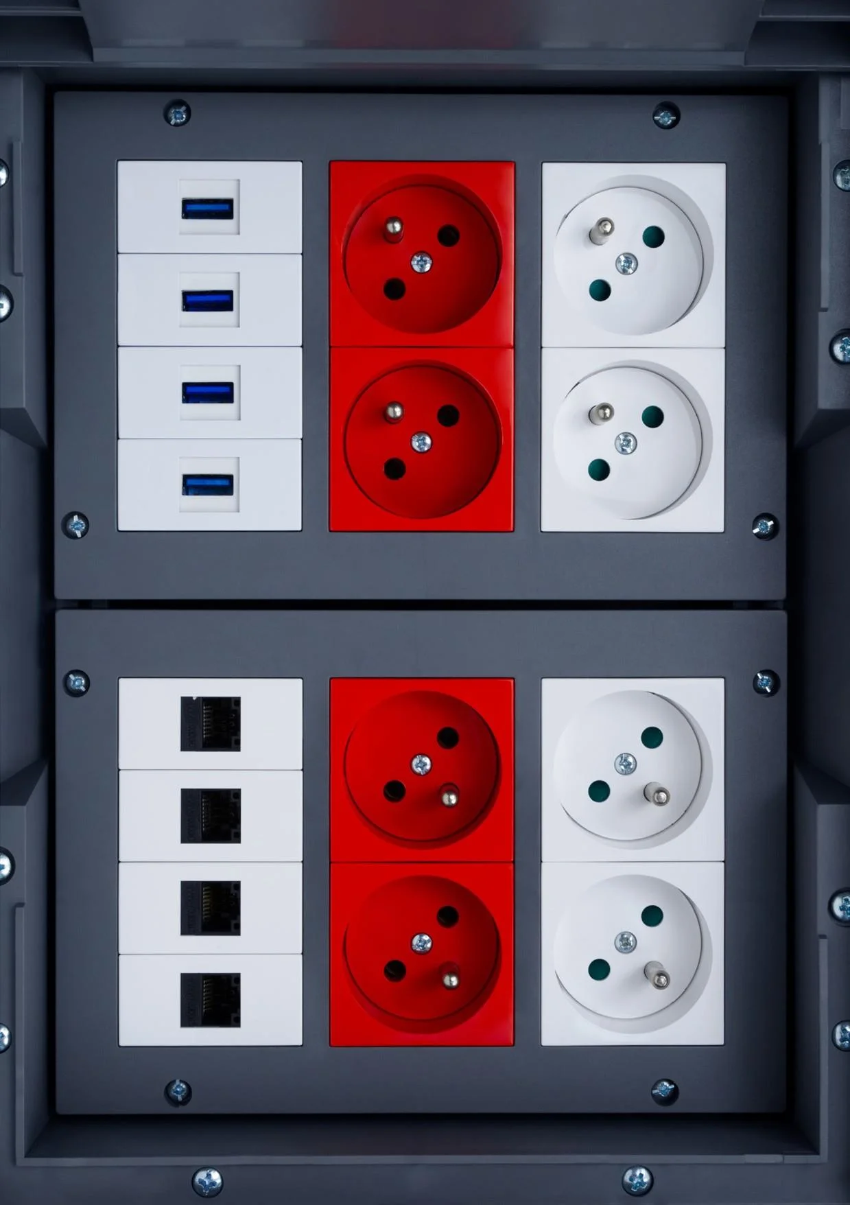 Рамка KOPOS PP 80/45/6_LB для 6 модулей QUADRO 45×45 в KOPOBOX 80, пол, серая