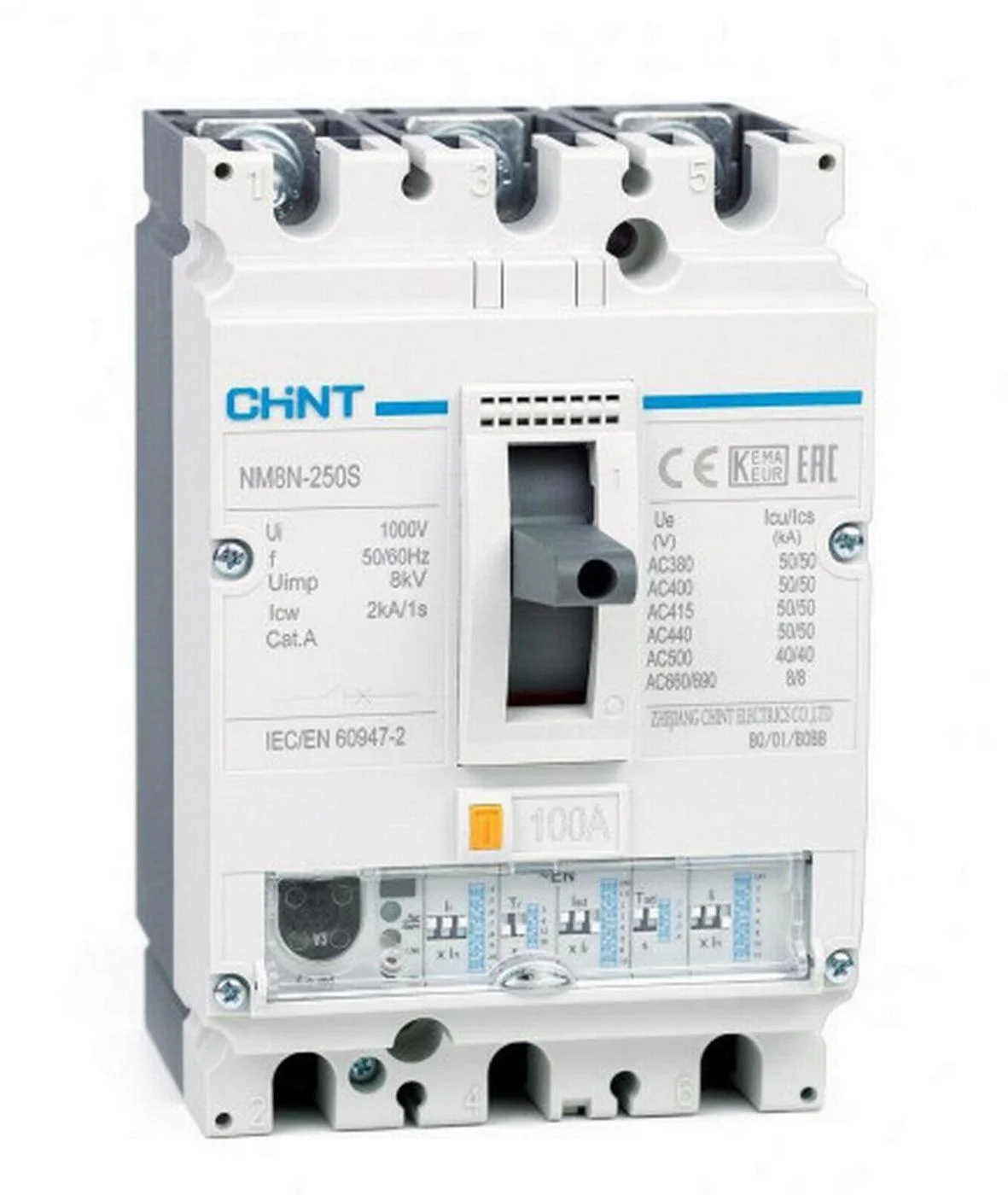 Автоматичний вимикач в литому корпусі Chint NM8N-250S EN 100A 3P 50kA
