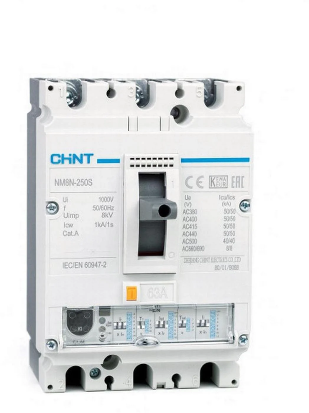 Автоматичний вимикач в литому корпусі Chint NM8N-250S EN 63A 3P 50kA