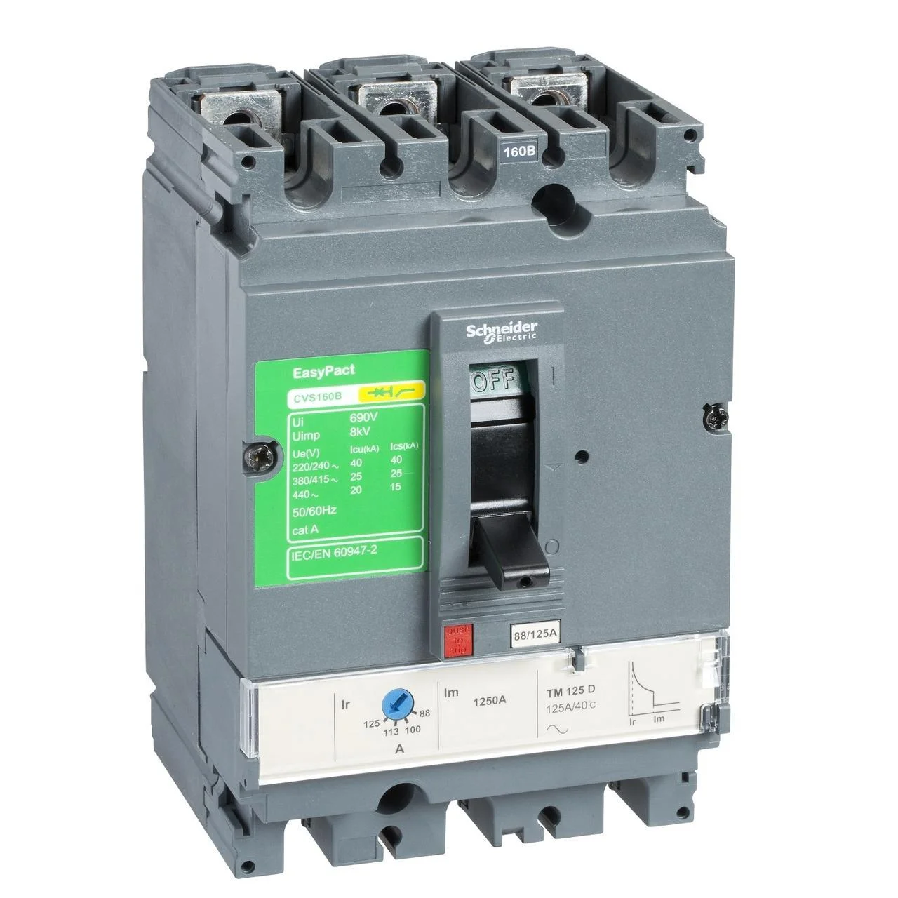 Автоматичний вимикач Schneider Electric CVS160B 3P 125А 25кА