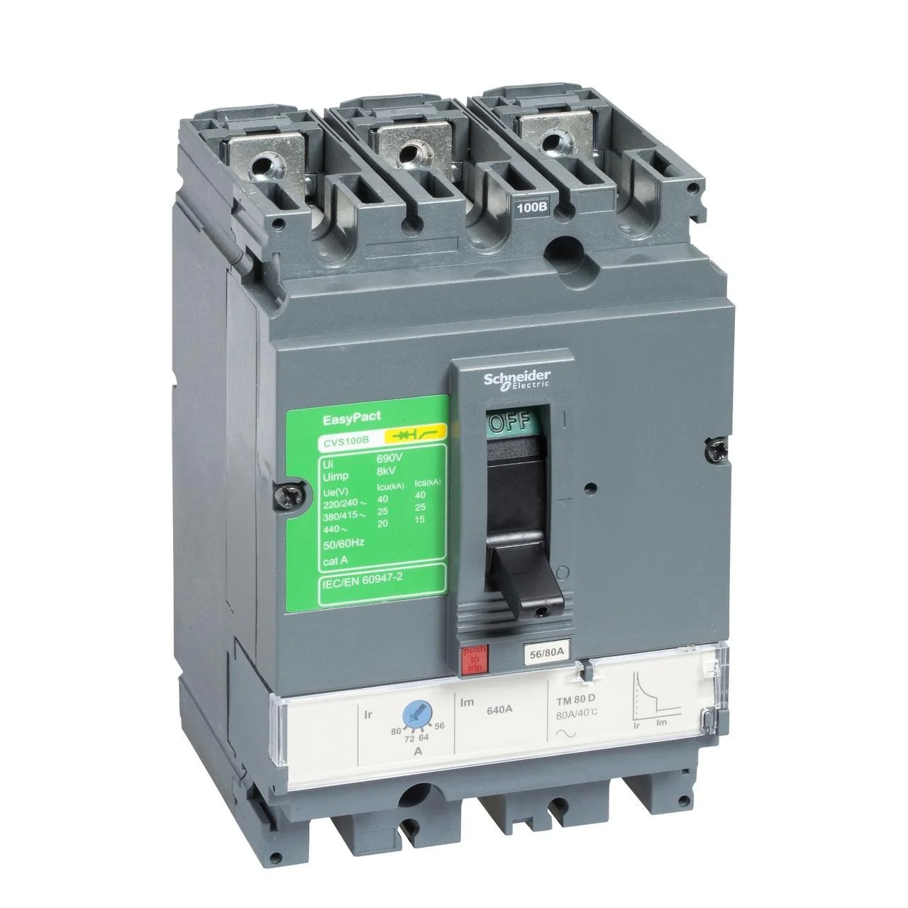 Автоматичний вимикач Schneider Electric CVS100B 3P 80А 25кА