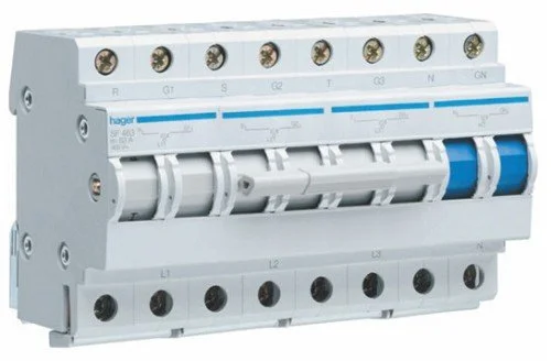 Переключатель нагрузки Hager SF463 8P 63А 1-0-2