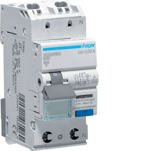 Дифавтомат Hager ADS910D 1+N B10А 30мА тип A