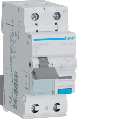 Дифавтомат Hager ADS925D 1+N B25А 30мА тип A