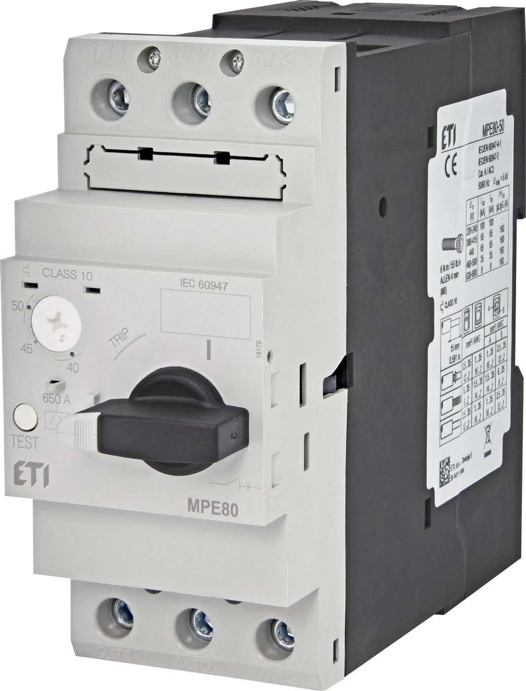 Автоматичний вимикач захисту двигуна ETI MPE80-50, 3P Ir=35-50 А, 4648016
