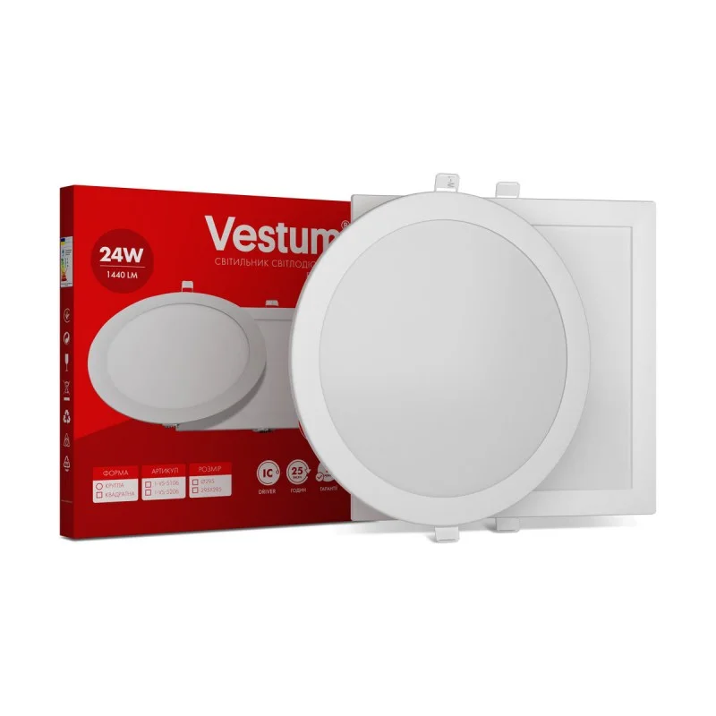 Светильник LED врезной круглый Vestum 12W 6000K 220V
