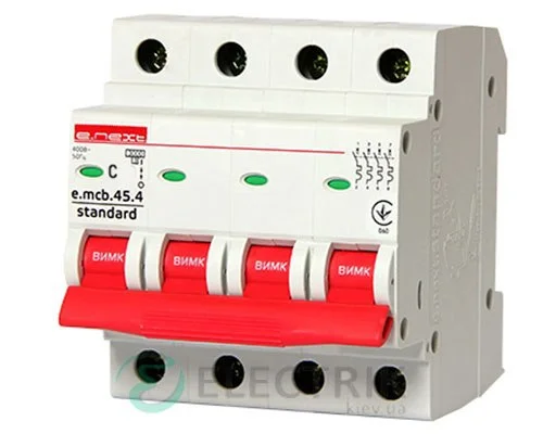 Автоматичний вимикач e.mcb.stand.45.4.C20, 4P 20 А характеристика C, E.NEXT