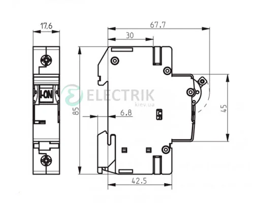 Автоматичний вимикач ETIMAT 6 (6кА) 1P 25 А характеристика C, ETI (Словенія)