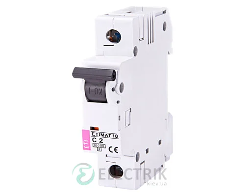 Автоматичний вимикач ETIMAT 10 (10кА) 1P 2 А характеристика C, ETI (Словенія)