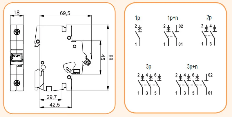 Автоматичний вимикач ETIMAT 10 (10кА) 1P 2 А характеристика C, ETI (Словенія)
