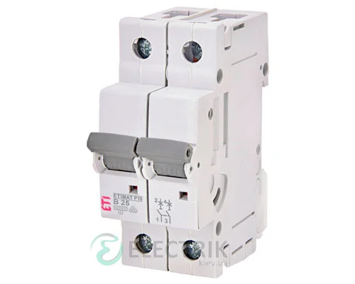 Автоматичний вимикач ETIMAT P10 (10кА) 2P 25 А характеристика B, ETI (Словенія)