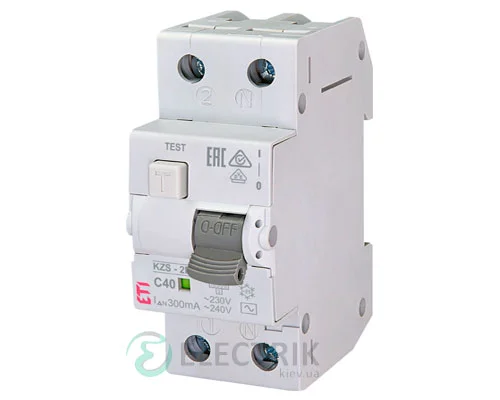 Диференційний автоматичний вимикач KZS-2M C 40/0,3 тип AC (10kA), ETI (Словенія)