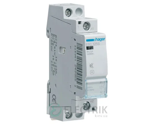 Бесшумний модульний контактор ESC125S 25А 230В AC 1НО, Hager