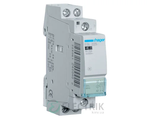 Модульний контактор ESL225 25А 12В AC 2НО, Hager