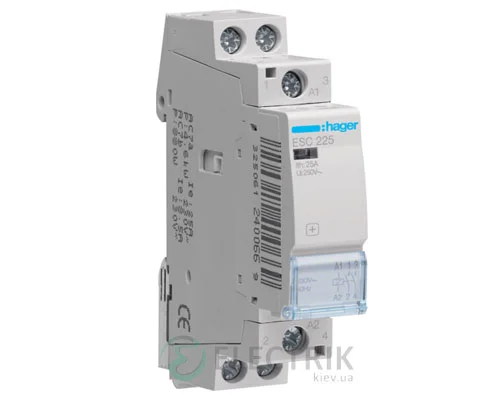 Бесшумний модульний контактор ESC225S 25А 230В AC 2НО, Hager