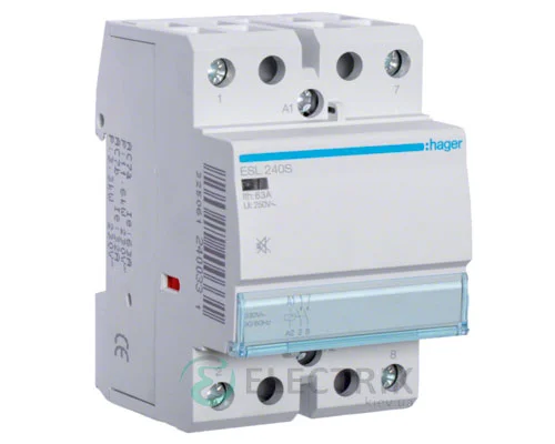 Модульний безшумний контактор ESL240S 40А 12В AC 2НО, Hager