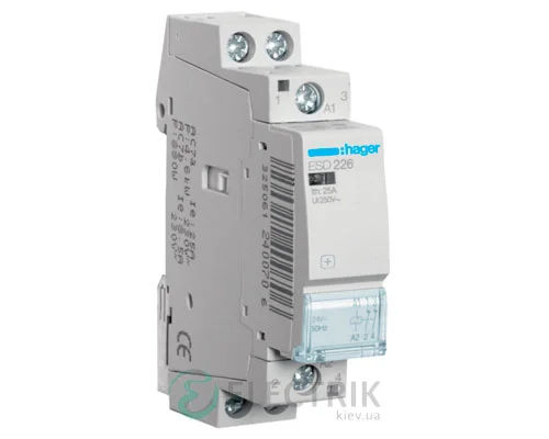 Модульний контактор ESD226 25А 24В AC 2НЗ, Hager