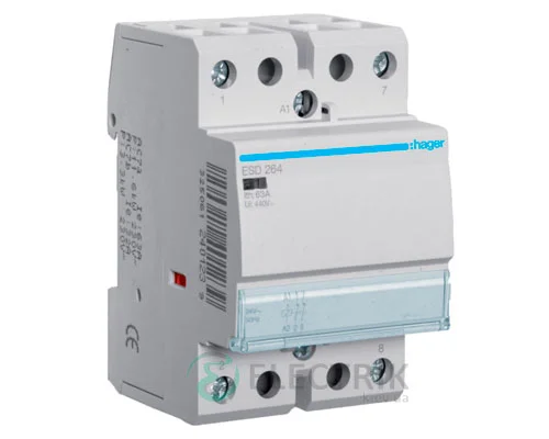 Модульний контактор ESD264 63А 24В AC 2НЗ, Hager