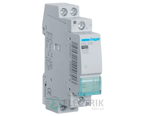 Модульний контактор ESL226 25А 12В AC 2НЗ, Hager