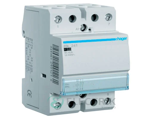 Модульний контактор ESL241 40А 12В AC 2НЗ, Hager