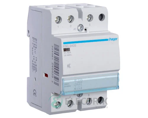Модульний безшумний контактор ESC340S 40А 230В AC 3НО, Hager