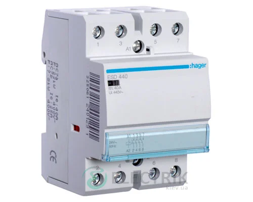 Модульний контактор ESD440 40А 24В AC 4НО, Hager