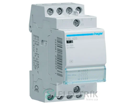 Модульний контактор ESL425 25А 12В AC 4НО, Hager