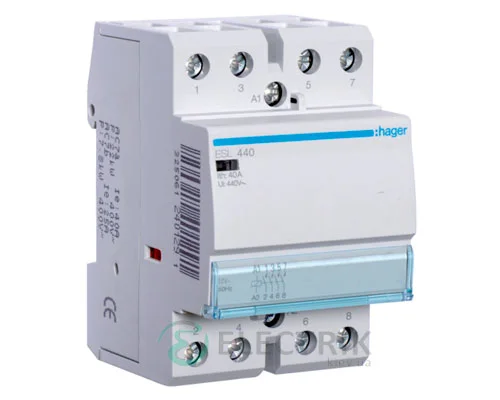 Модульний контактор ESL440 40А 12В AC 4НО, Hager