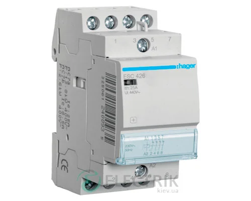 Контактор модульный ESC426 25А 230В AC 4НЗ, Hager