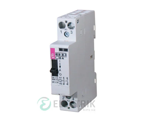 Модульний контактор RD-R 20-20 20А 230В AC/DC 2NO з ручним керуванням, ETI (Словенія) 2464042