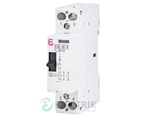 Модульний контактор R 20-20-R 20А 230В AC 2NO з ручним керуванням, ETI (Словенія) 2464040
