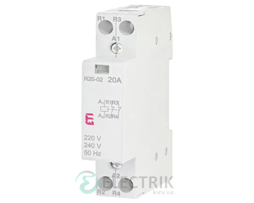 Модульний контактор R 20-02 20А 230В AC 2NC, ETI (Словенія) 2461230