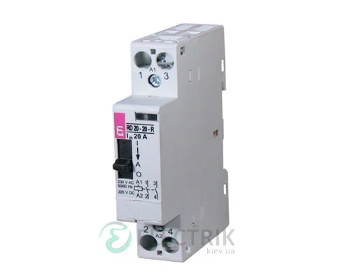Модульний контактор RD-R 20-02 20А 230В AC/DC 2NC з ручним керуванням, ETI (Словенія) 2464050