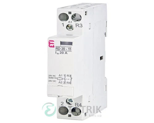Модульний контактор RD 20-11 20A 24V AC/DC 1NO+1NC, ETI (Словенія) 2464007