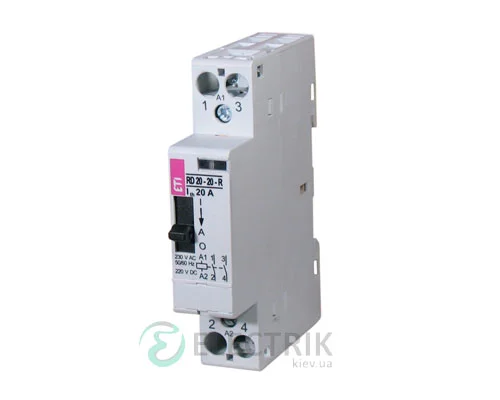 Модульний контактор RD-R 20-11 20A 24V AC/DC 1NO+1NC з ручним керуванням, ETI (Словенія) 2464047