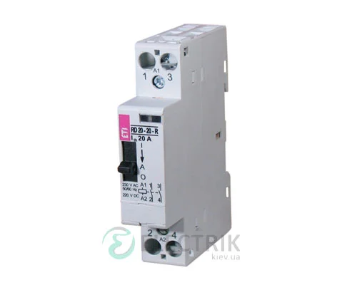 Модульний контактор R 20-02-R 20A 230V AC 2NC з ручним керуванням, ETI (Словенія) 2464048