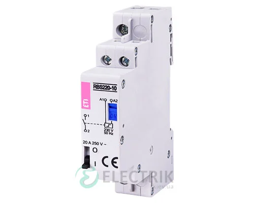 Модульний імпульсний контактор RBS 220-10 20A 230V AC 1NO, ETI (Словенія) 2464100